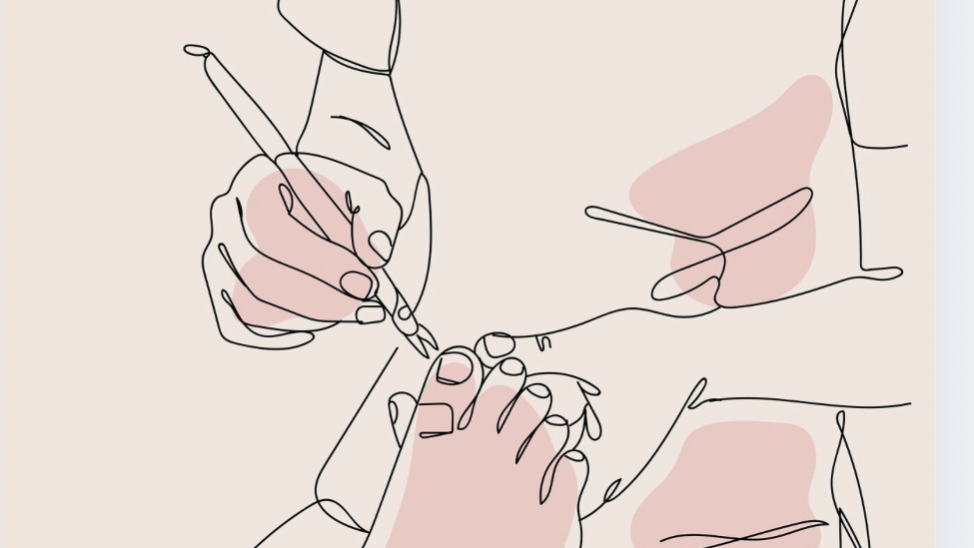 Jalkojenhoito 1,5h kuorinnalla ja lakkauksella