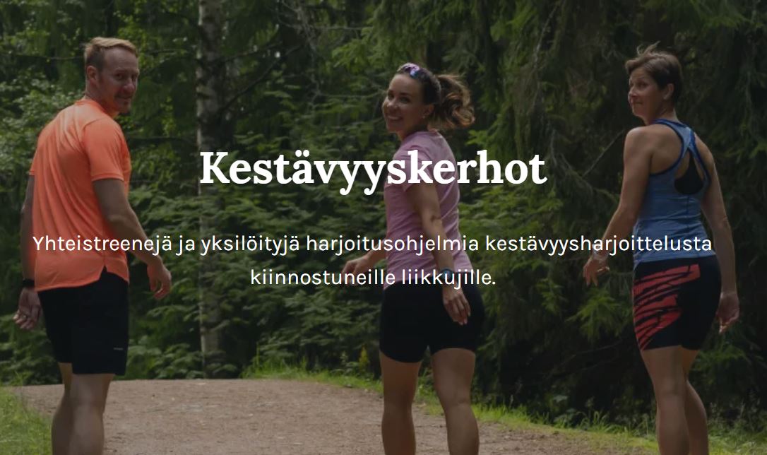 Henkilökohtainen valmennustunti: hiihto, juoksu, pyöräily, uinti.